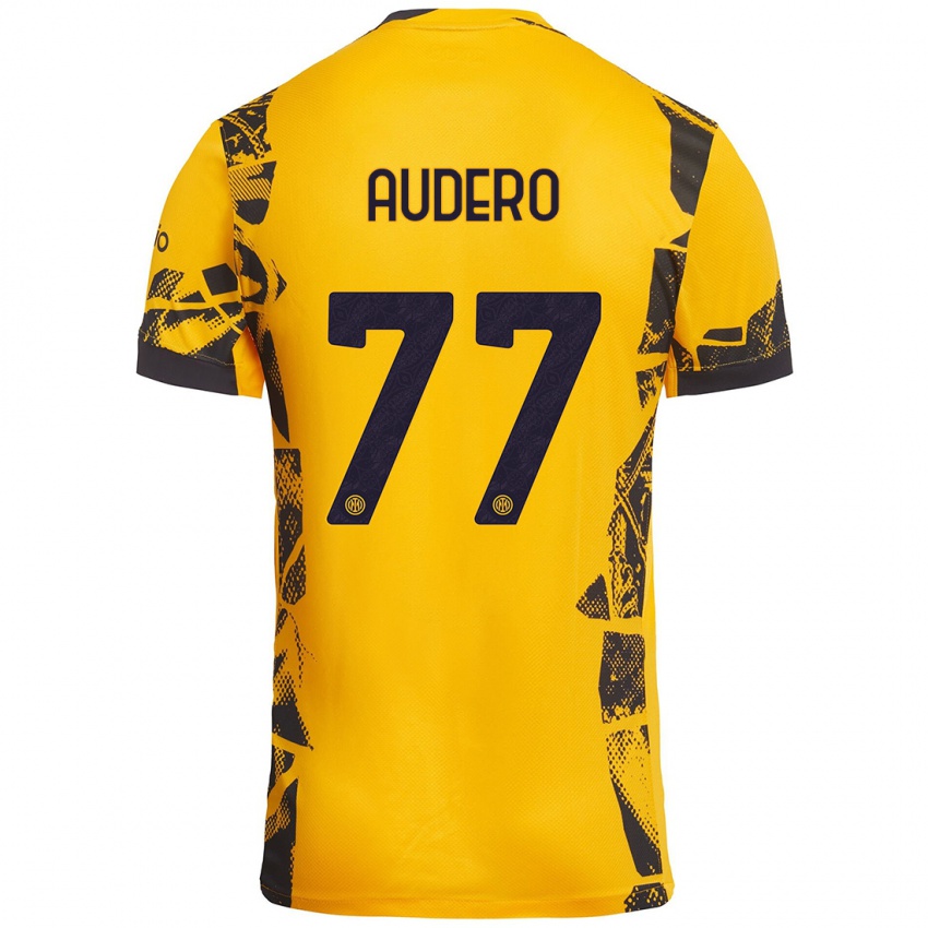 Niño Camiseta Emil Audero #77 Dorado Negro Equipación Tercera 2024/25 La Camisa Argentina