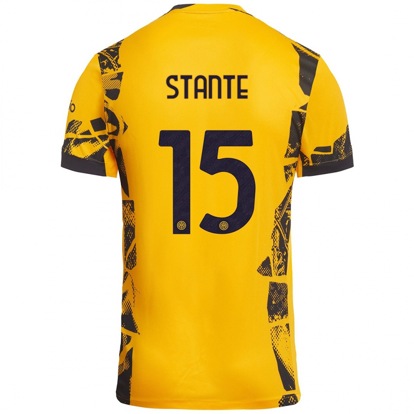 Niño Camiseta Francesco Stante #15 Dorado Negro Equipación Tercera 2024/25 La Camisa Argentina