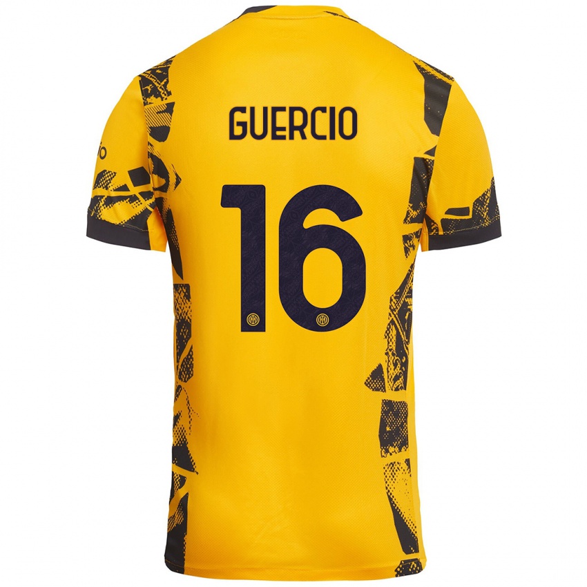 Niño Camiseta Tommaso Guercio #16 Dorado Negro Equipación Tercera 2024/25 La Camisa Argentina