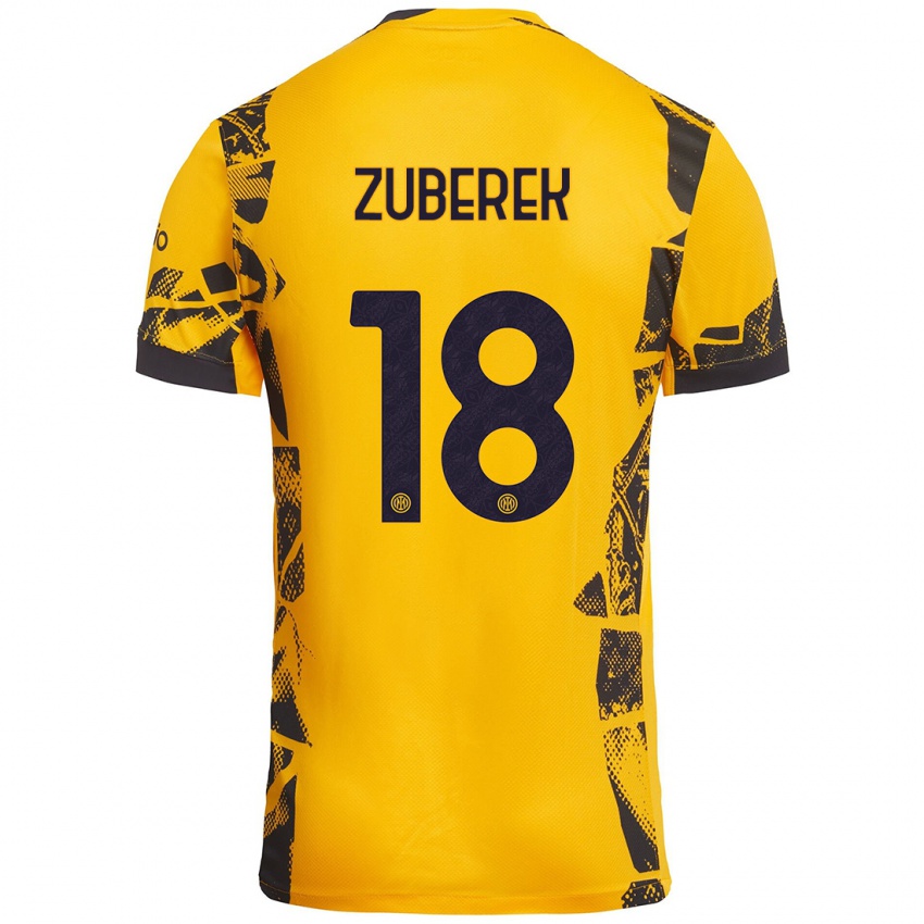 Niño Camiseta Jan Zuberek #18 Dorado Negro Equipación Tercera 2024/25 La Camisa Argentina