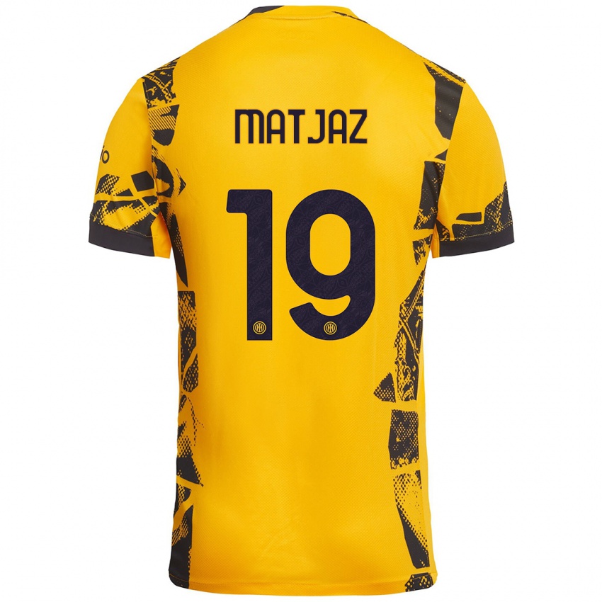 Niño Camiseta Samo Matjaz #19 Dorado Negro Equipación Tercera 2024/25 La Camisa Argentina