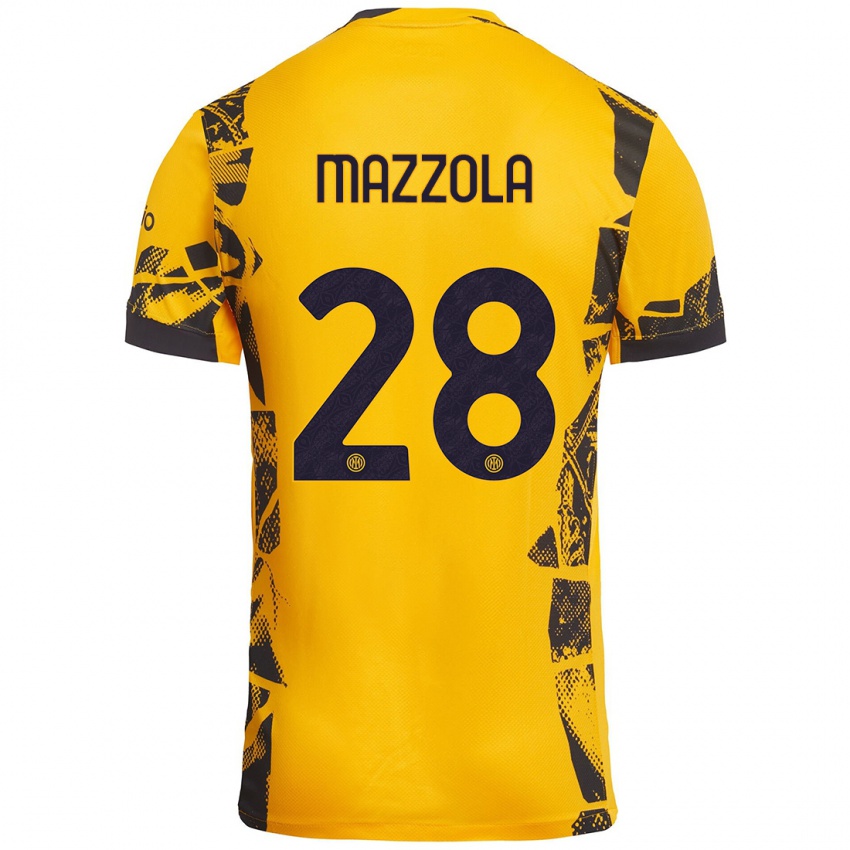 Niño Camiseta Giuseppe Mazzola #28 Dorado Negro Equipación Tercera 2024/25 La Camisa Argentina