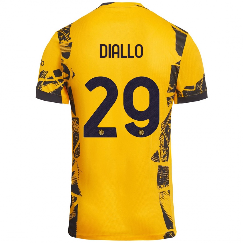 Niño Camiseta Oumar Diallo #29 Dorado Negro Equipación Tercera 2024/25 La Camisa Argentina