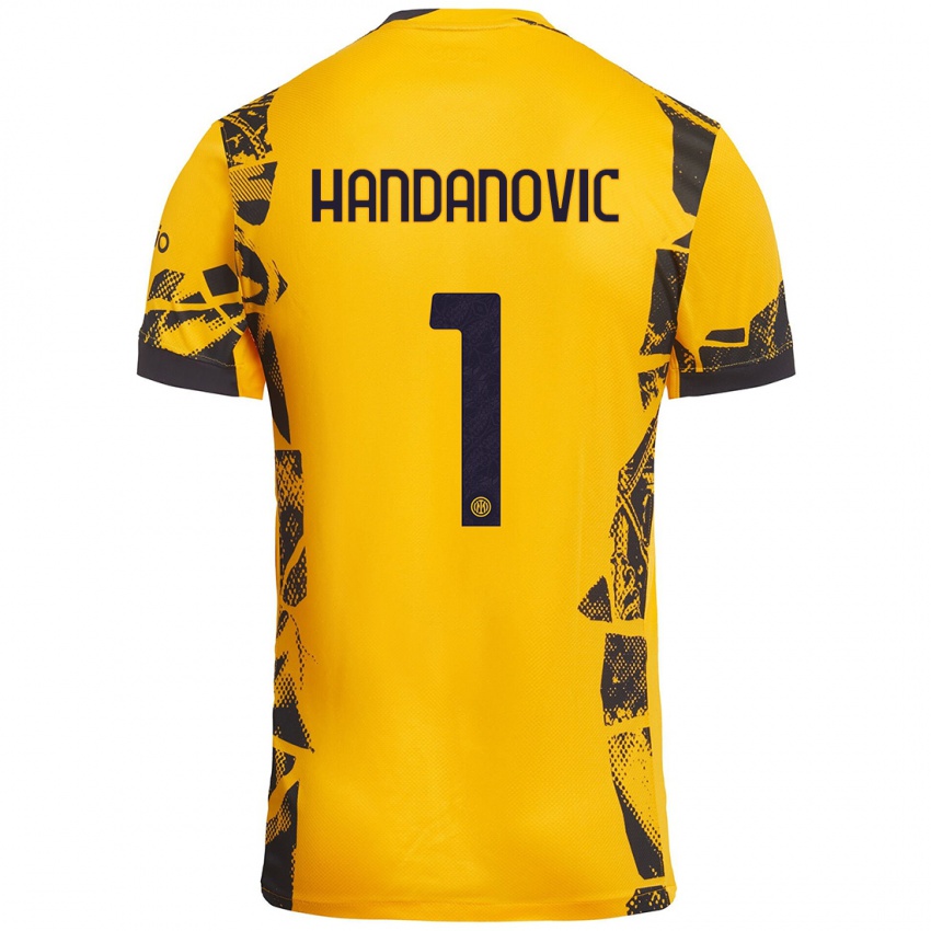 Niño Camiseta Samir Handanovic #1 Dorado Negro Equipación Tercera 2024/25 La Camisa Argentina