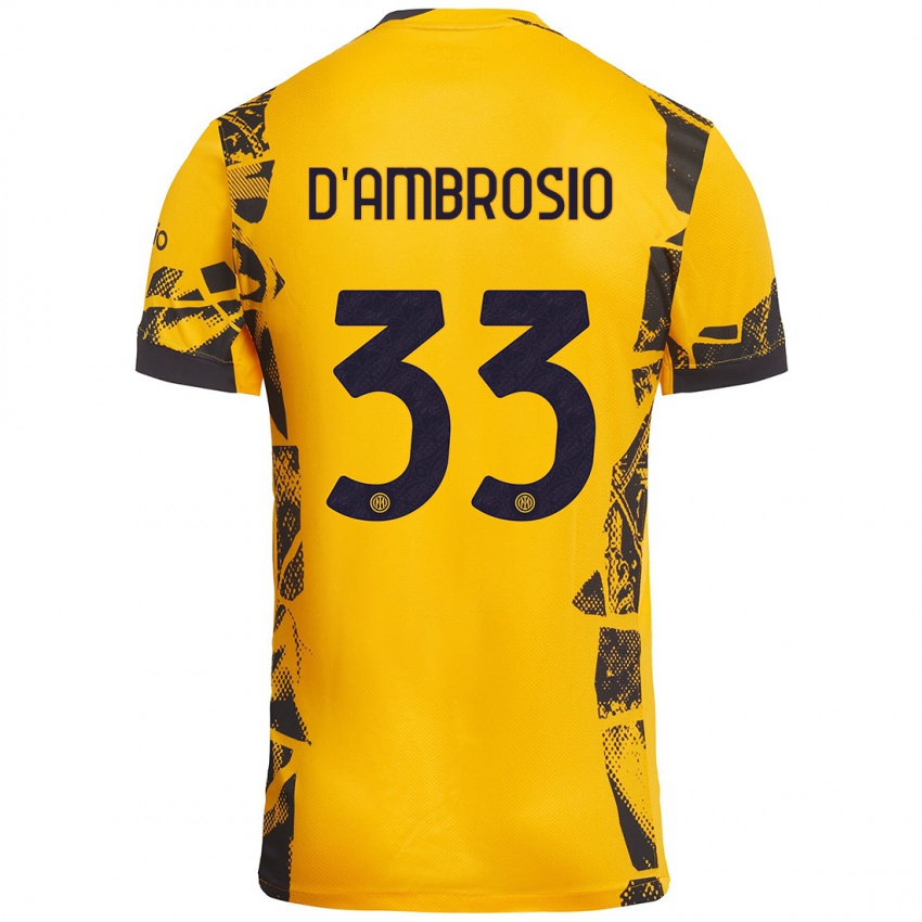 Niño Camiseta Danilo D'ambrosio #33 Dorado Negro Equipación Tercera 2024/25 La Camisa Argentina