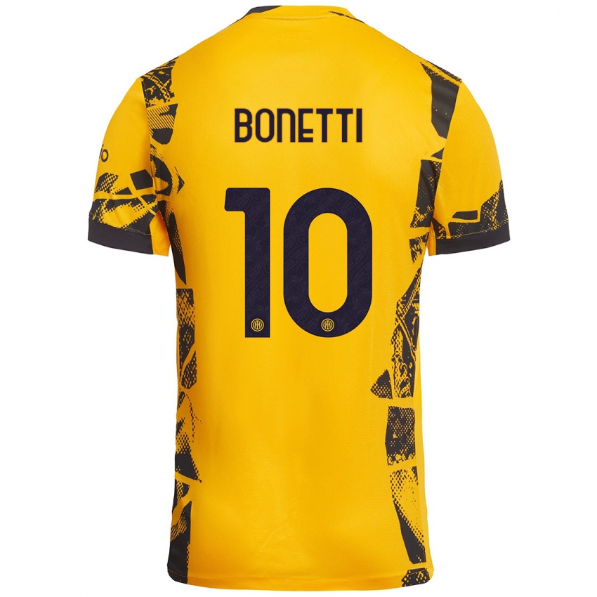 Niño Camiseta Tatiana Bonetti #10 Dorado Negro Equipación Tercera 2024/25 La Camisa Argentina