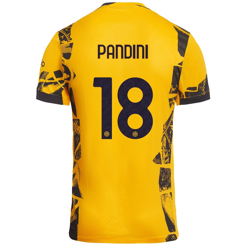 Niño Camiseta Marta Pandini #18 Dorado Negro Equipación Tercera 2024/25 La Camisa Argentina