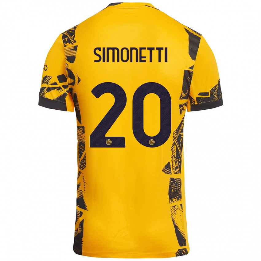 Niño Camiseta Flaminia Simonetti #20 Dorado Negro Equipación Tercera 2024/25 La Camisa Argentina