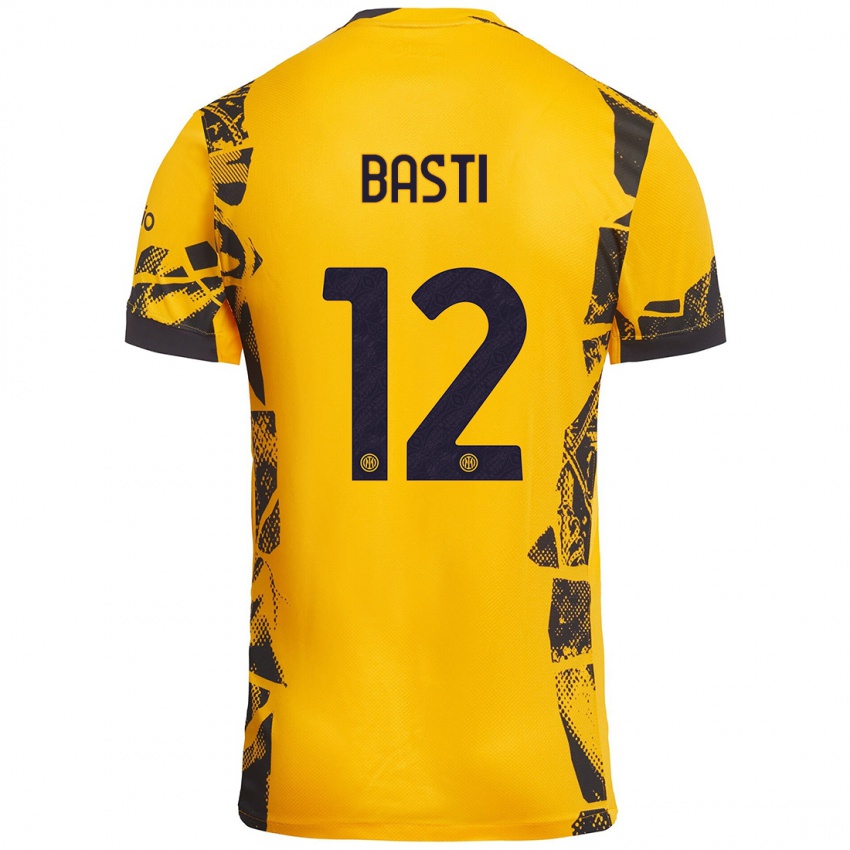 Niño Camiseta Matteo Basti #12 Dorado Negro Equipación Tercera 2024/25 La Camisa Argentina