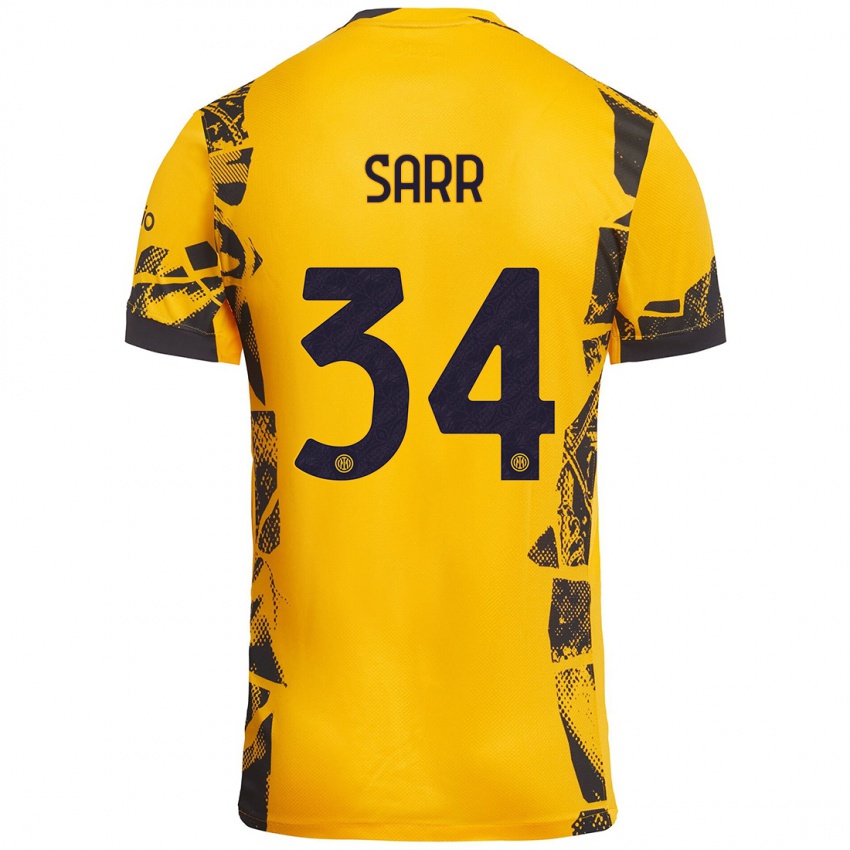 Niño Camiseta Amadou Sarr #34 Dorado Negro Equipación Tercera 2024/25 La Camisa Argentina