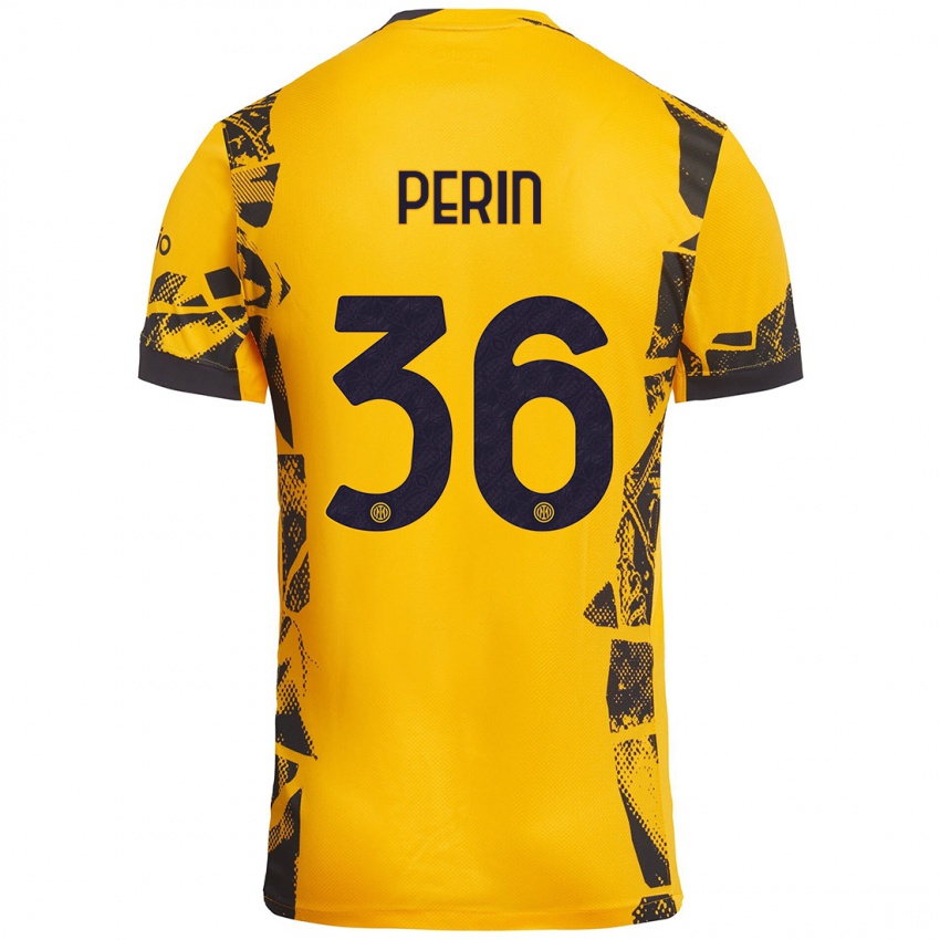 Niño Camiseta Nicolo Perin #36 Dorado Negro Equipación Tercera 2024/25 La Camisa Argentina