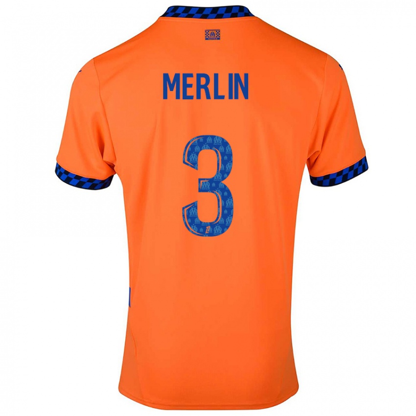 Niño Camiseta Quentin Merlin #3 Naranja Azul Oscuro Equipación Tercera 2024/25 La Camisa Argentina