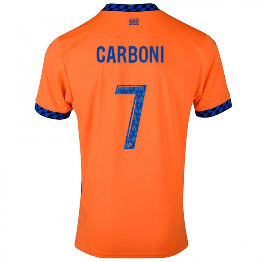 Niño Camiseta Valentín Carboni #7 Naranja Azul Oscuro Equipación Tercera 2024/25 La Camisa Argentina