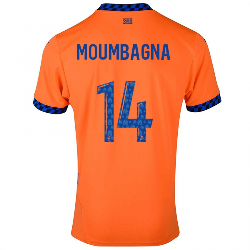 Niño Camiseta Faris Moumbagna #14 Naranja Azul Oscuro Equipación Tercera 2024/25 La Camisa Argentina