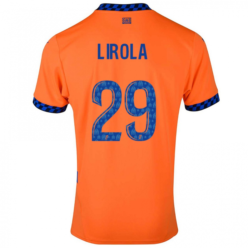 Niño Camiseta Pol Lirola #29 Naranja Azul Oscuro Equipación Tercera 2024/25 La Camisa Argentina