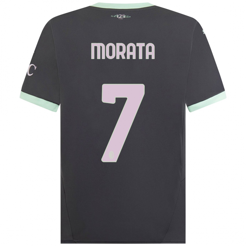 Niño Camiseta Alvaro Morata #7 Gris Equipación Tercera 2024/25 La Camisa Argentina