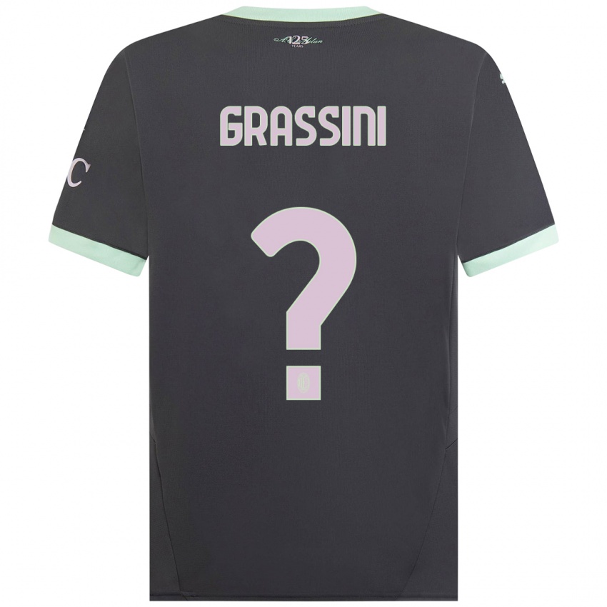 Niño Camiseta Riccardo Grassini #0 Gris Equipación Tercera 2024/25 La Camisa Argentina