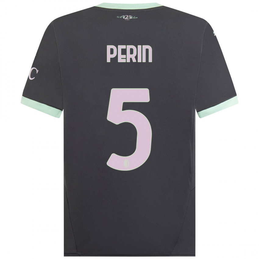 Niño Camiseta Ernesto Perin #5 Gris Equipación Tercera 2024/25 La Camisa Argentina