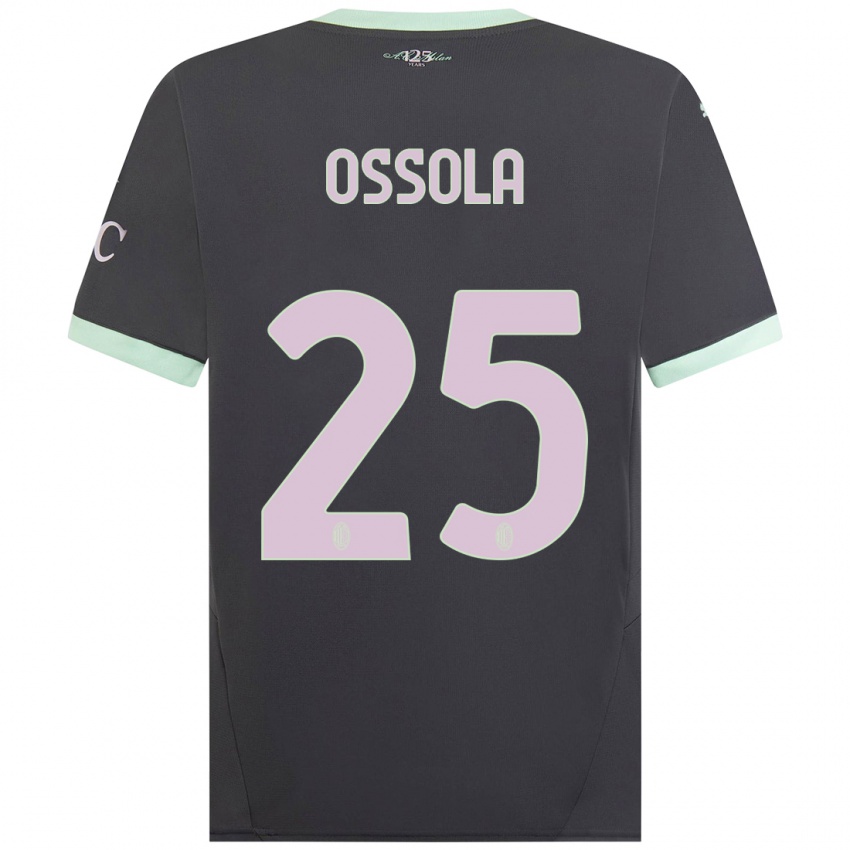 Niño Camiseta Lorenzo Ossola #25 Gris Equipación Tercera 2024/25 La Camisa Argentina