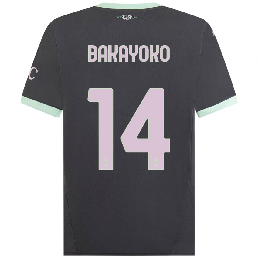 Niño Camiseta Tiemoue Bakayoko #14 Gris Equipación Tercera 2024/25 La Camisa Argentina