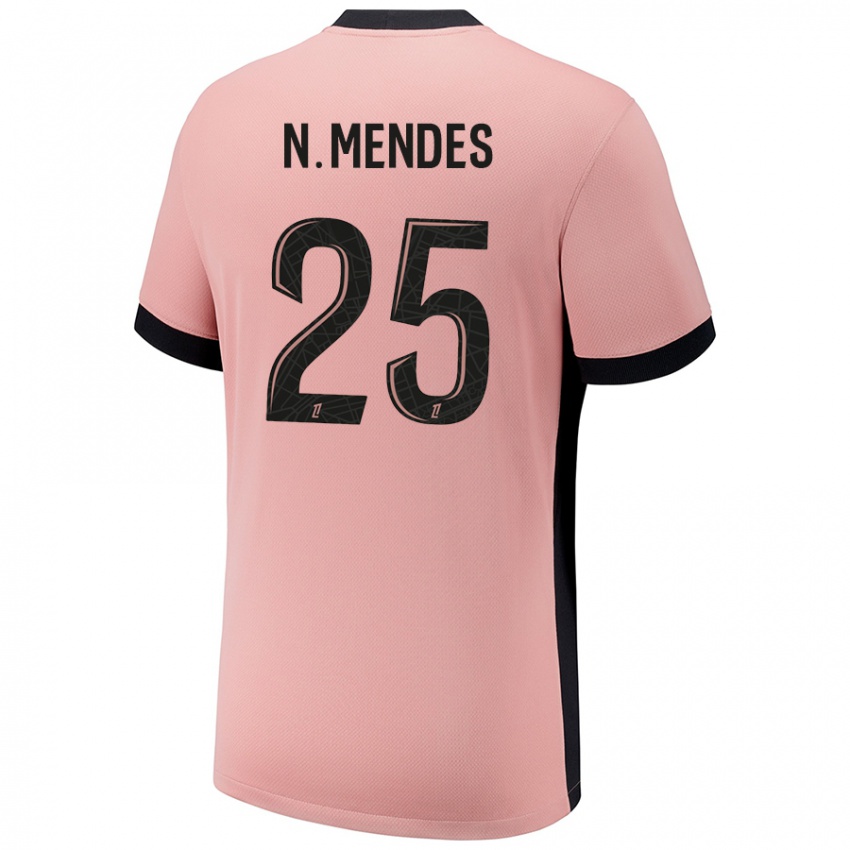 Niño Camiseta Nuno Mendes #25 Rosa Óxido Equipación Tercera 2024/25 La Camisa Argentina