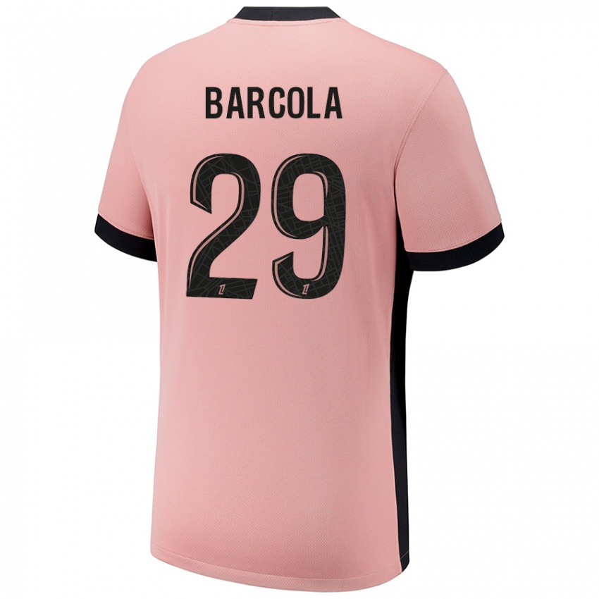 Niño Camiseta Bradley Barcola #29 Rosa Óxido Equipación Tercera 2024/25 La Camisa Argentina