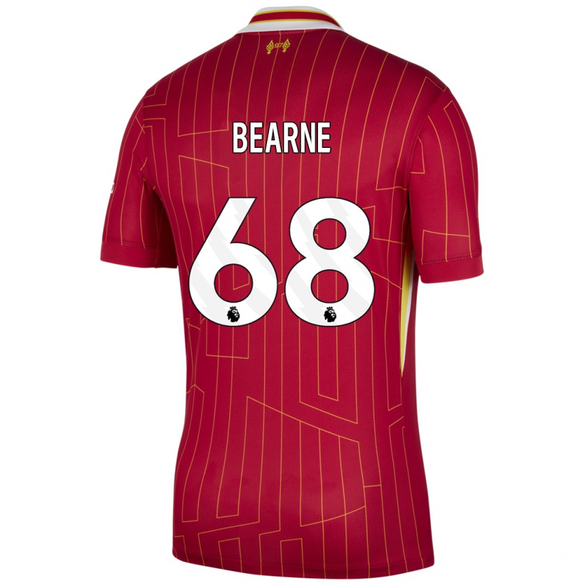 Hombre Camiseta Jack Bearne #68 Rojo Amarillo Blanco 1ª Equipación 2024/25 La Camisa Argentina