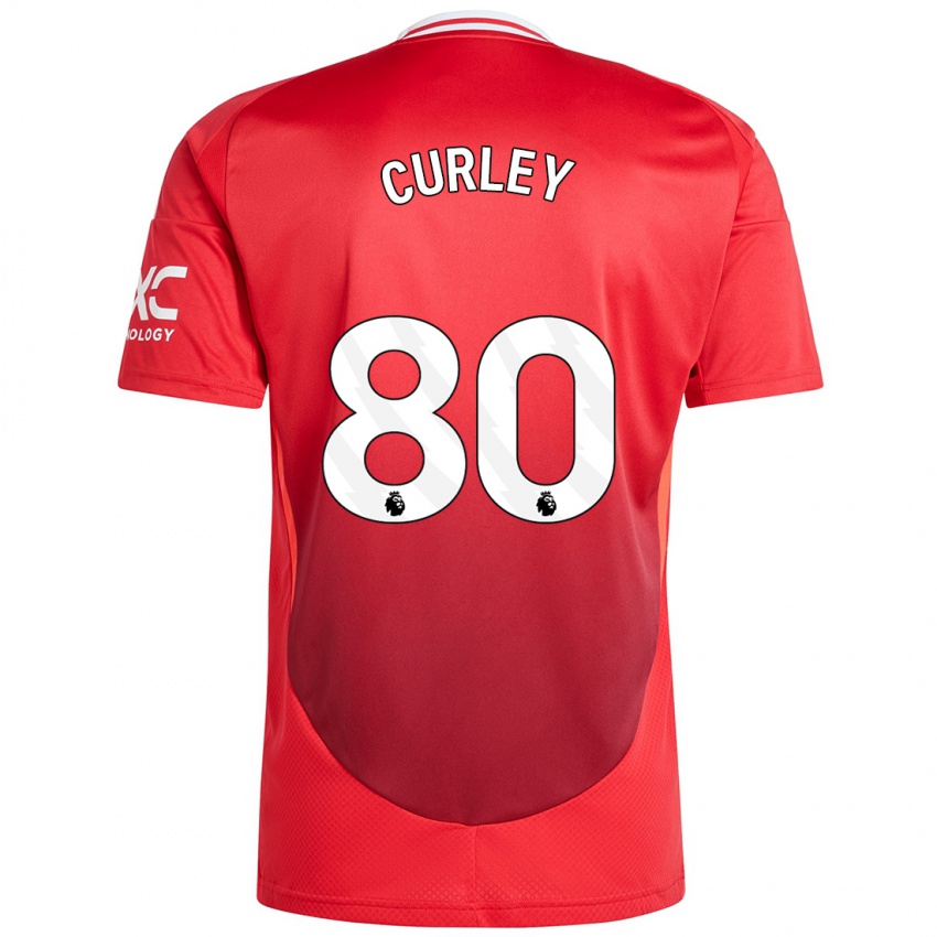 Hombre Camiseta Ruben Curley #80 Rojo Brillante 1ª Equipación 2024/25 La Camisa Argentina