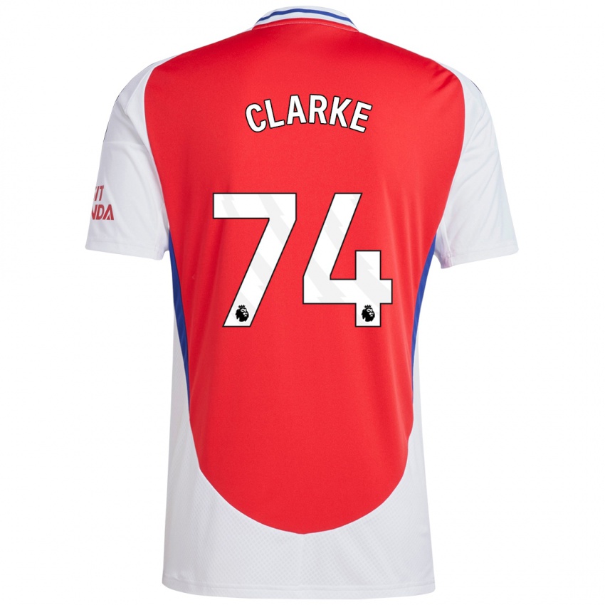 Hombre Camiseta Brayden Clarke #74 Rojo Blanco 1ª Equipación 2024/25 La Camisa Argentina