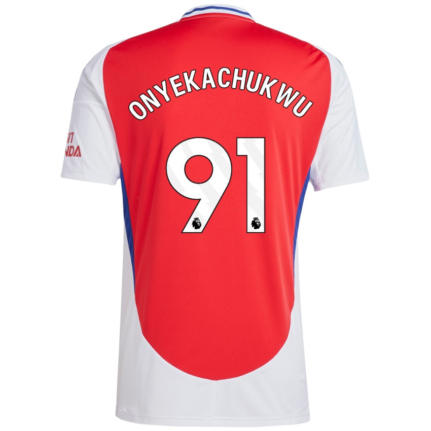 Hombre Camiseta Samuel Onyekachukwu #91 Rojo Blanco 1ª Equipación 2024/25 La Camisa Argentina