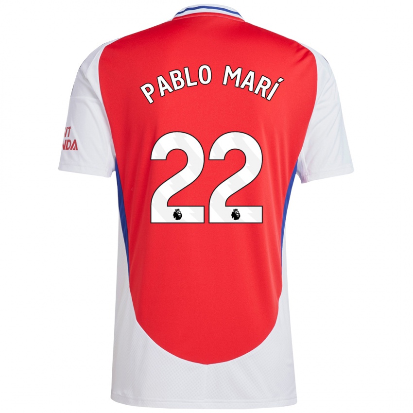 Hombre Camiseta Pablo Mari #22 Rojo Blanco 1ª Equipación 2024/25 La Camisa Argentina