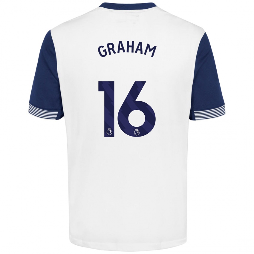 Hombre Camiseta Kit Graham #16 Blanco Azul 1ª Equipación 2024/25 La Camisa Argentina