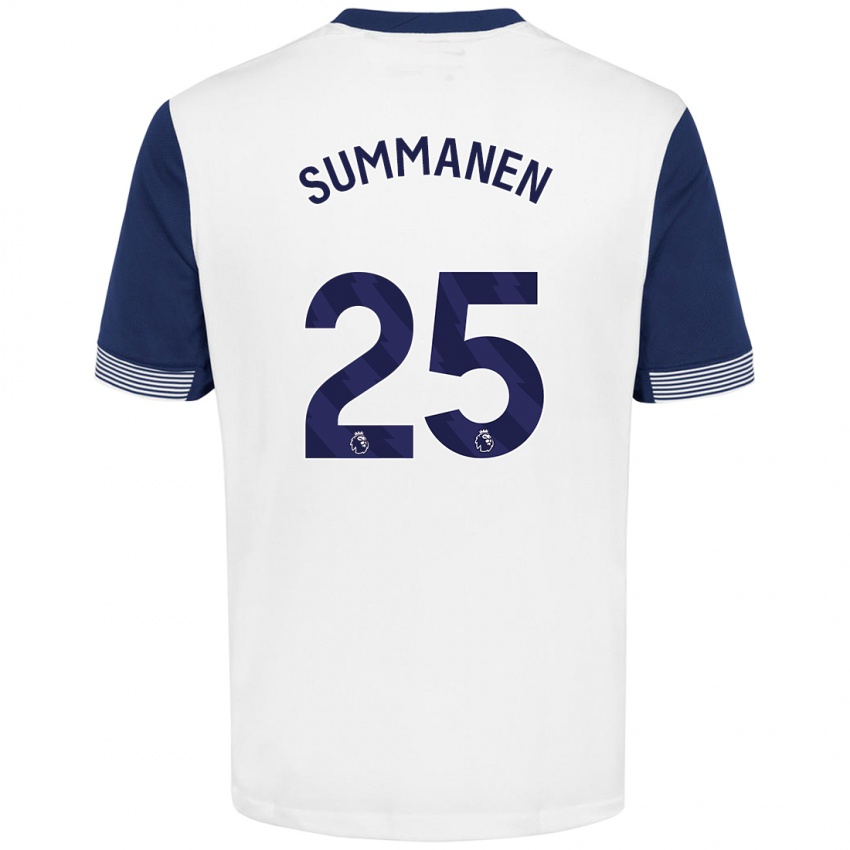 Hombre Camiseta Eveliina Summanen #25 Blanco Azul 1ª Equipación 2024/25 La Camisa Argentina