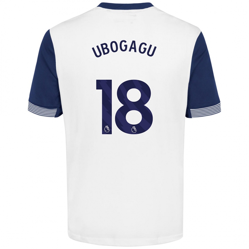 Hombre Camiseta Chioma Ubogagu #18 Blanco Azul 1ª Equipación 2024/25 La Camisa Argentina