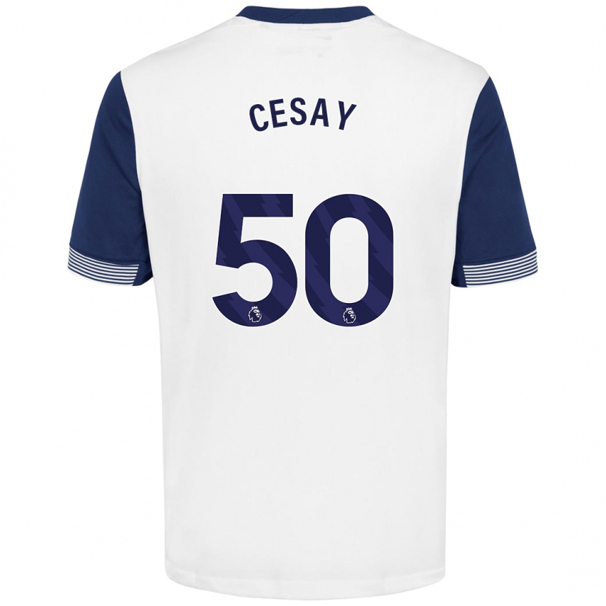 Hombre Camiseta Kallum Cesay #50 Blanco Azul 1ª Equipación 2024/25 La Camisa Argentina