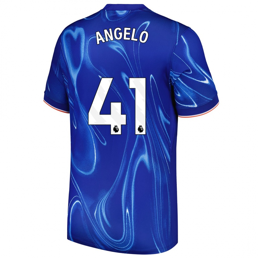 Hombre Camiseta Ângelo #41 Azul Blanco 1ª Equipación 2024/25 La Camisa Argentina