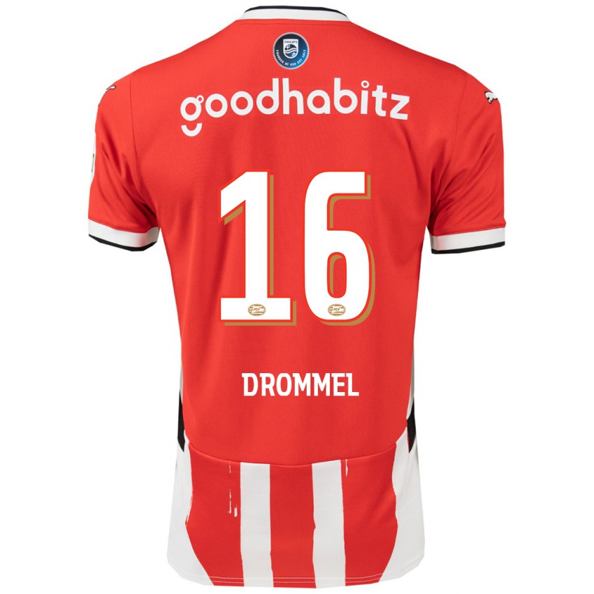 Hombre Camiseta Joel Drommel #16 Rojo Blanco 1ª Equipación 2024/25 La Camisa Argentina