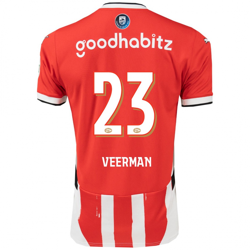 Hombre Camiseta Joey Veerman #23 Rojo Blanco 1ª Equipación 2024/25 La Camisa Argentina