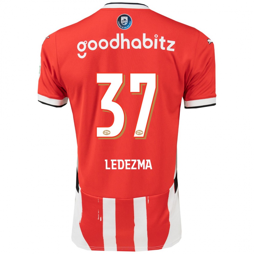 Hombre Camiseta Richard Ledezma #37 Rojo Blanco 1ª Equipación 2024/25 La Camisa Argentina