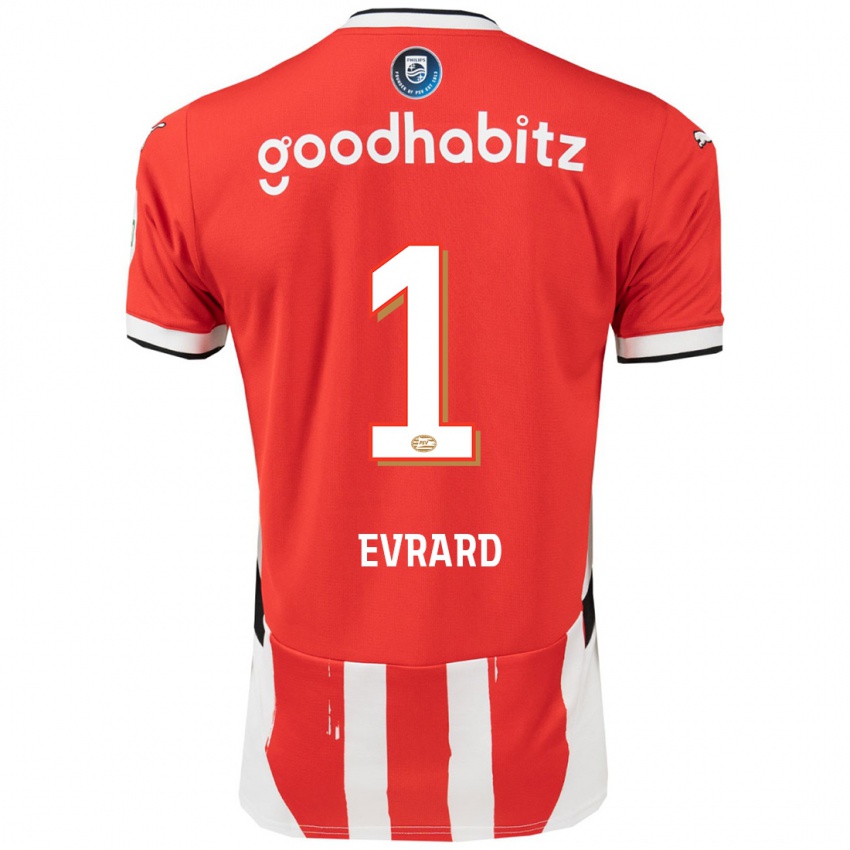 Hombre Camiseta Nicky Evrard #1 Rojo Blanco 1ª Equipación 2024/25 La Camisa Argentina