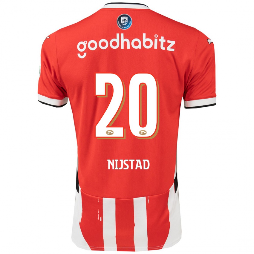 Hombre Camiseta Nina Nijstad #20 Rojo Blanco 1ª Equipación 2024/25 La Camisa Argentina