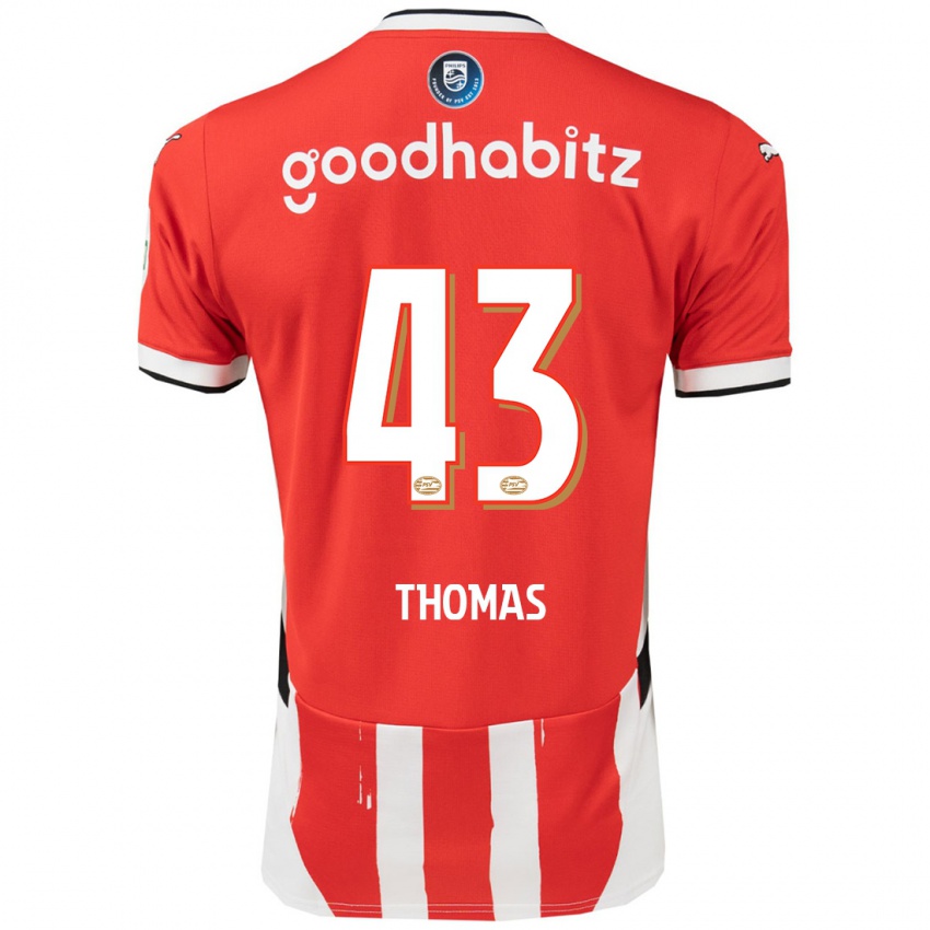 Hombre Camiseta Kealyn Thomas #43 Rojo Blanco 1ª Equipación 2024/25 La Camisa Argentina