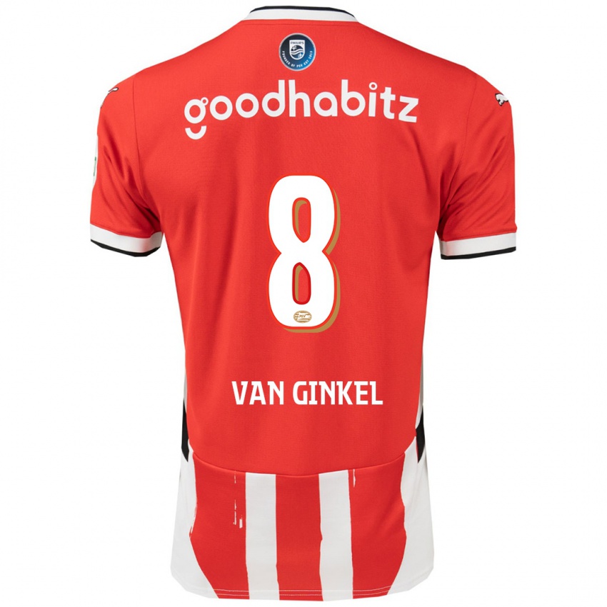 Hombre Camiseta Marco Van Ginkel #8 Rojo Blanco 1ª Equipación 2024/25 La Camisa Argentina