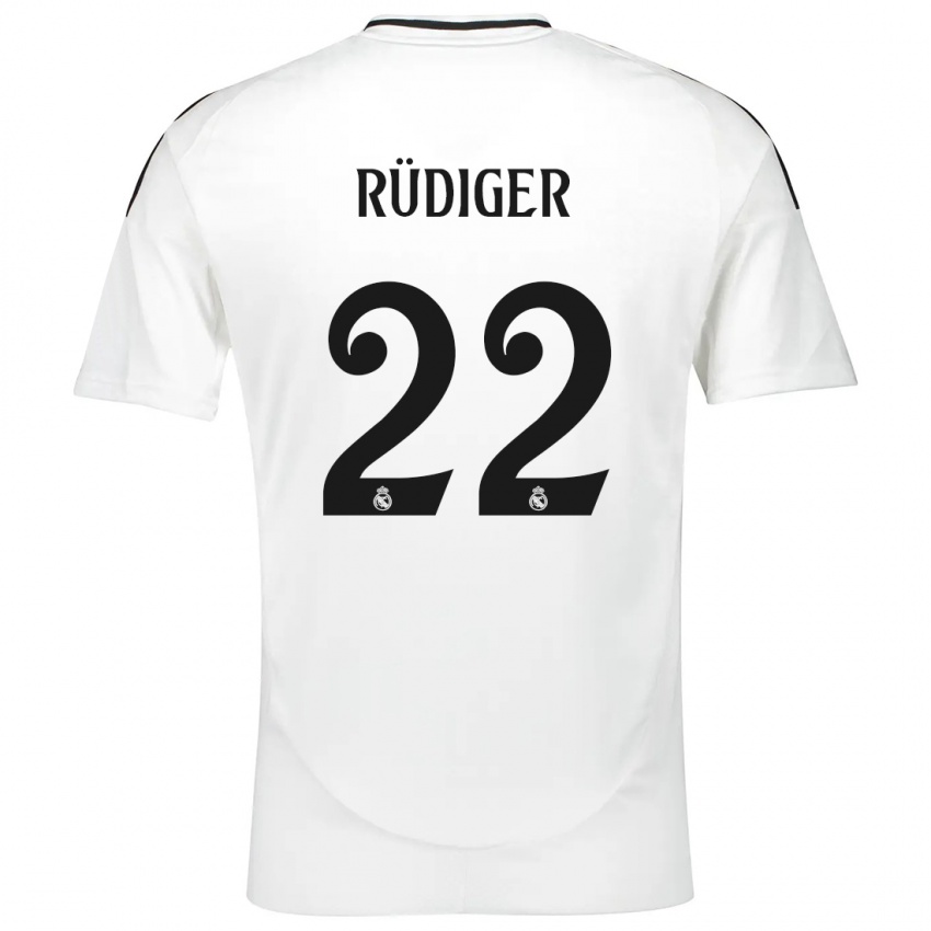 Hombre Camiseta Antonio Rudiger #22 Blanco 1ª Equipación 2024/25 La Camisa Argentina