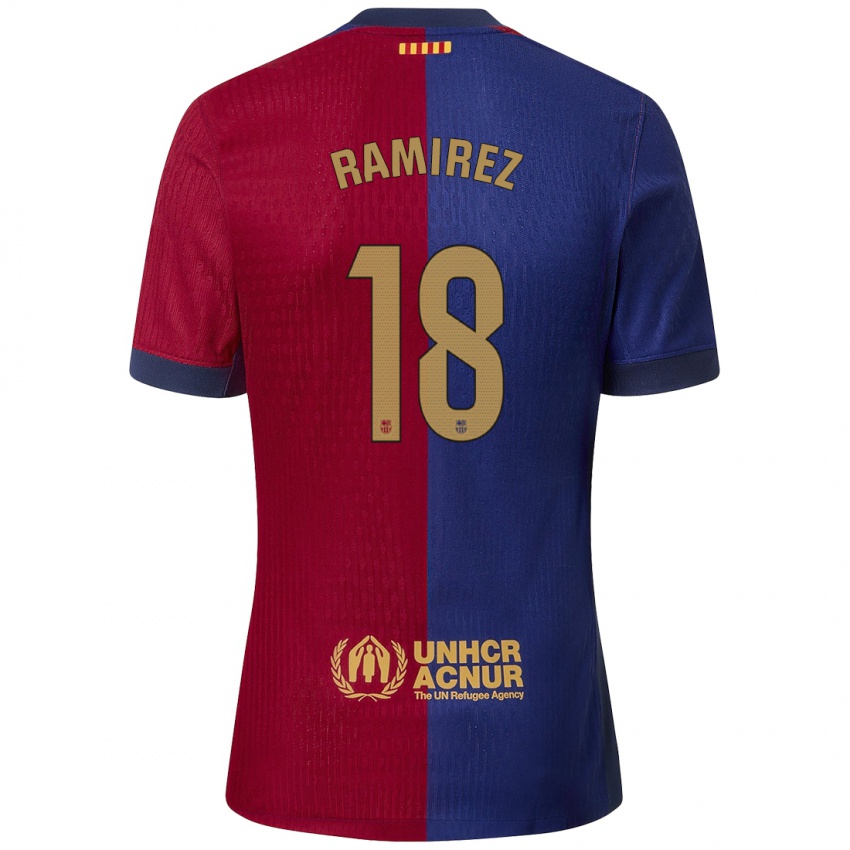 Hombre Camiseta Emma Ramirez #18 Azul Rojo 1ª Equipación 2024/25 La Camisa Argentina