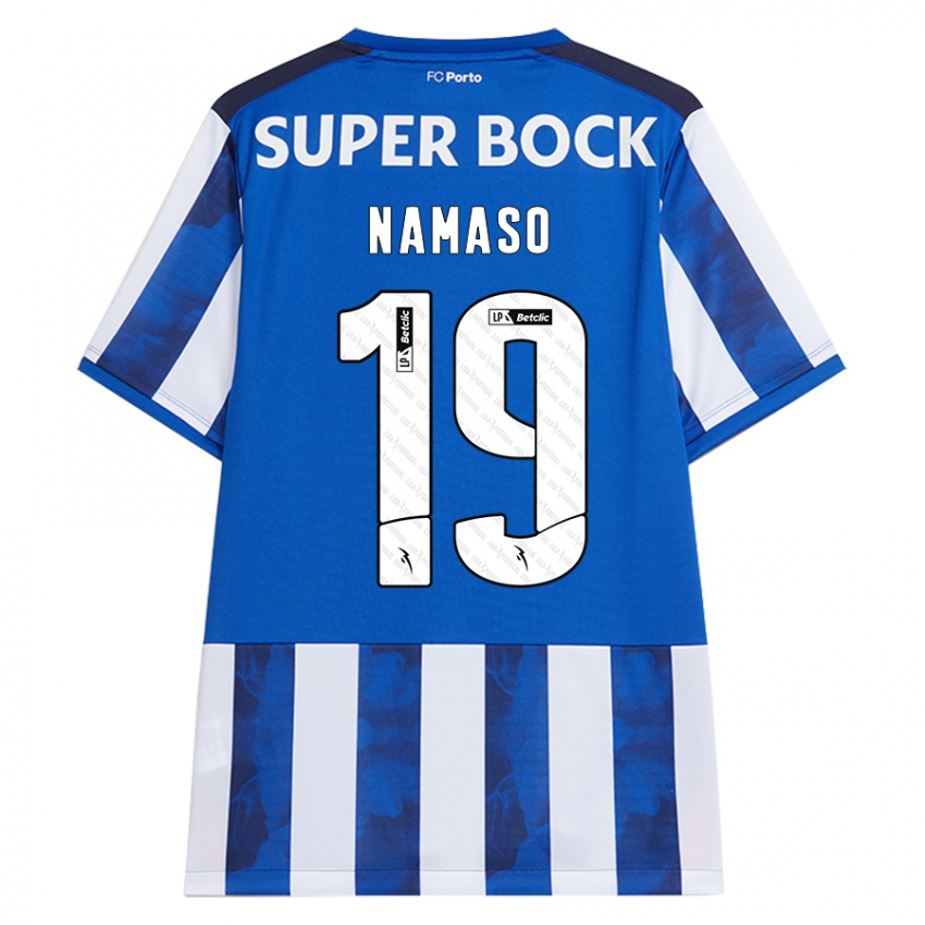 Hombre Camiseta Danny Namaso #19 Azul Blanco 1ª Equipación 2024/25 La Camisa Argentina