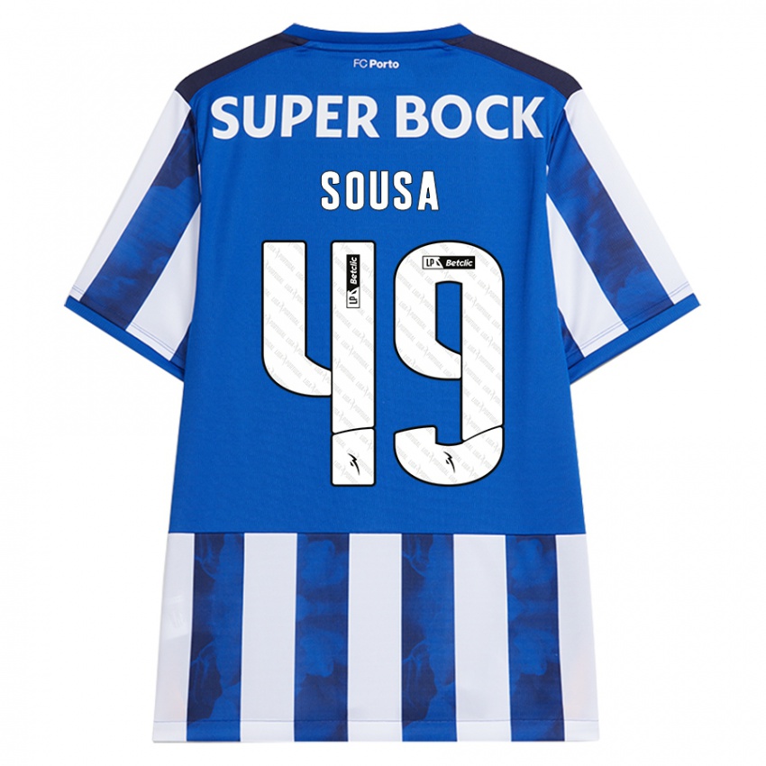 Hombre Camiseta Gonçalo Sousa #49 Azul Blanco 1ª Equipación 2024/25 La Camisa Argentina