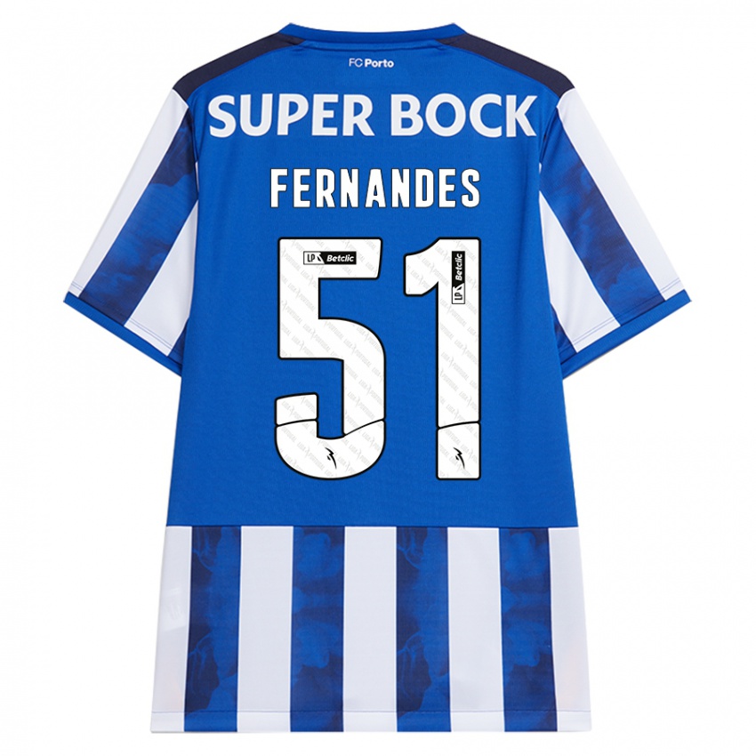 Hombre Camiseta Diogo Fernandes #51 Azul Blanco 1ª Equipación 2024/25 La Camisa Argentina