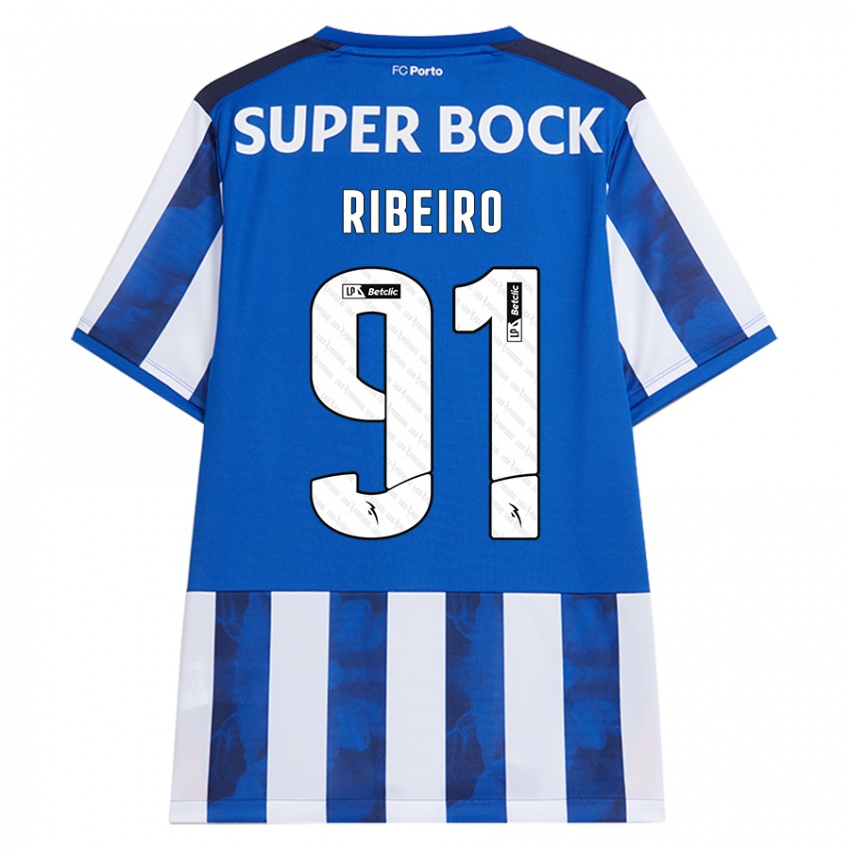 Hombre Camiseta Gonçalo Ribeiro #91 Azul Blanco 1ª Equipación 2024/25 La Camisa Argentina