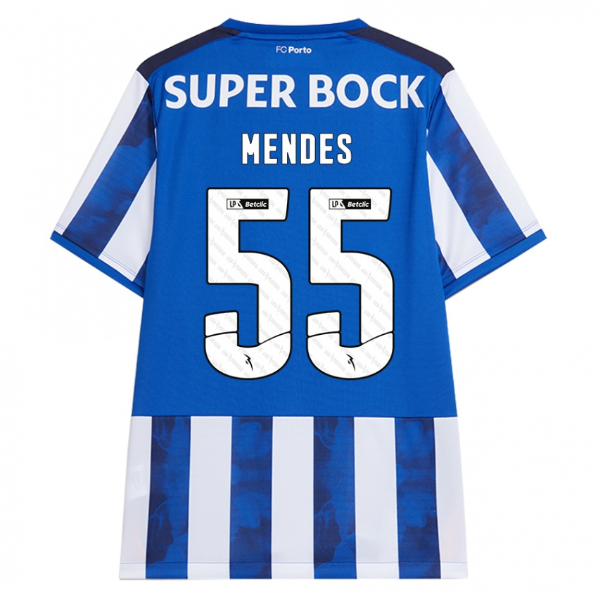 Hombre Camiseta Joao Mendes #55 Azul Blanco 1ª Equipación 2024/25 La Camisa Argentina